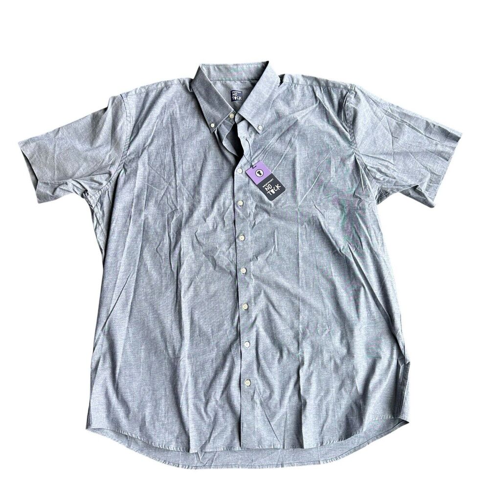 Westport No‎ Tuck Shirt Mens 3XT Navy Chambray Short Sleeve Stretch NWT